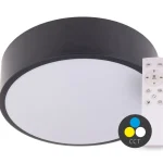 SMART TUYA Fekete LED mennyezeti lámpa kerek 300mm 24W CCT távirányítóval Prémium