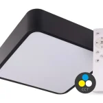 SMART TUYA Fekete LED mennyezeti szögletes lámpa 500x500mm 48W CCT távirányítóval Akciós ár