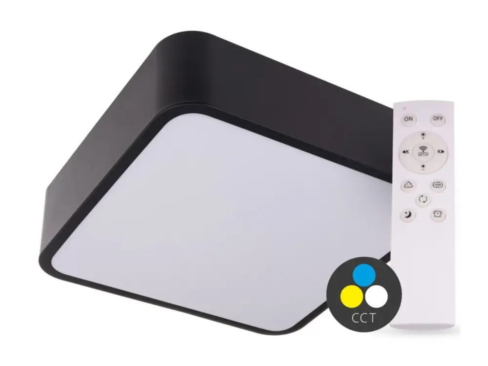 SMART TUYA Fekete LED mennyezeti szögletes lámpa 500x500mm 48W CCT távirányítóval Akciós ár