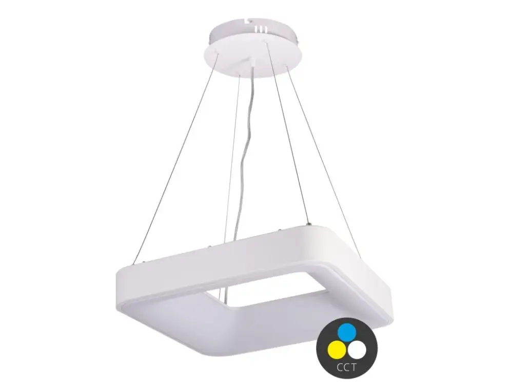 Fehér függesztett LED-lámpa, négyzet, 400x400mm, 32W, CCT Újdonság