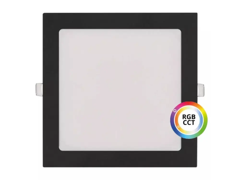 Fekete beépített négyzet alakú LED panel 225 x 225mm 27W 24V RGB+CCT Kedvezmény