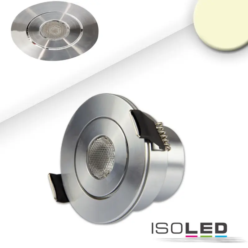 Akciós ár LED süllyesztett szpotlámpa, 3W, 45°, kerek, szálcsiszolt alumínium, meleg fehér