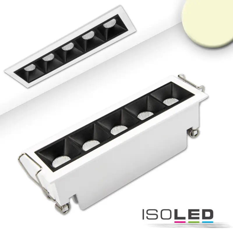 Árengedmény LED süllyesztett lámpatest vetítolencsés vonal, fehér/fekete, dimmelheto, 10 W, meleg fehér