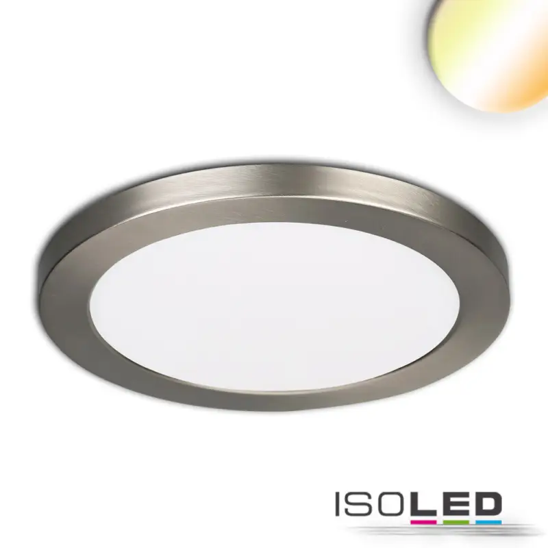 Népszerű LED süllyesztett/felületre való lámpa Slim Flex,18 W,ColorSwitch 3000-3500-4000K,szálcsiszolt nikkel