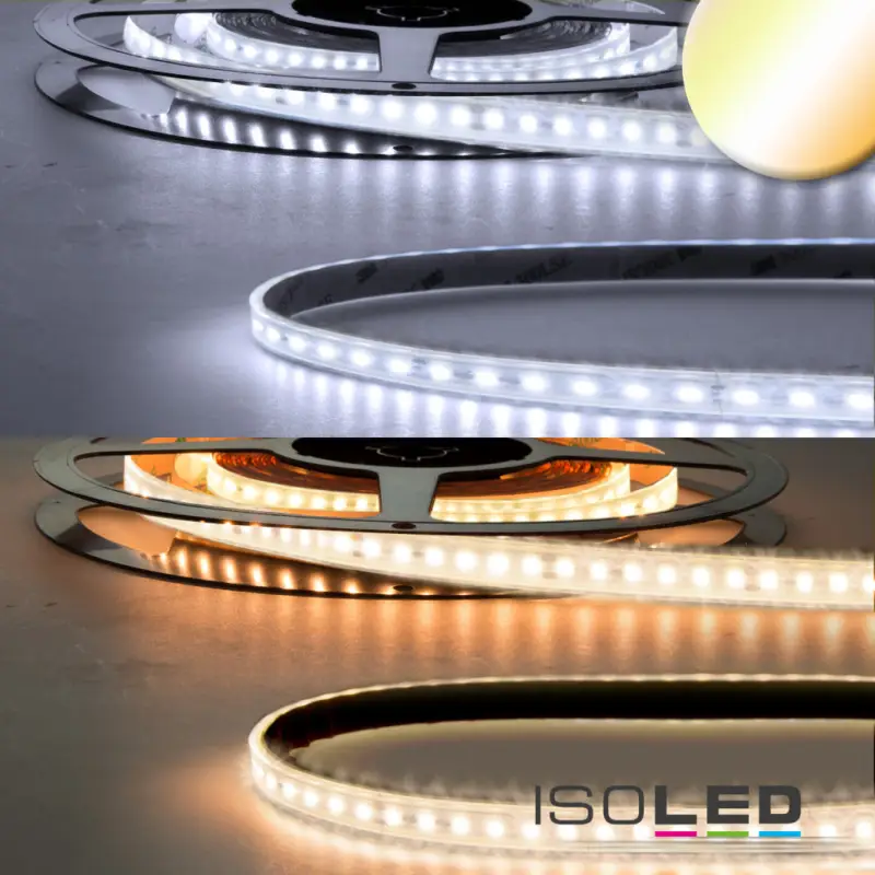 LED CRI923/950 flexibilis szalag, 24V, 10W|10W, IP68, fehér dinamikus, 240 LED/m Biztonságos fizetés