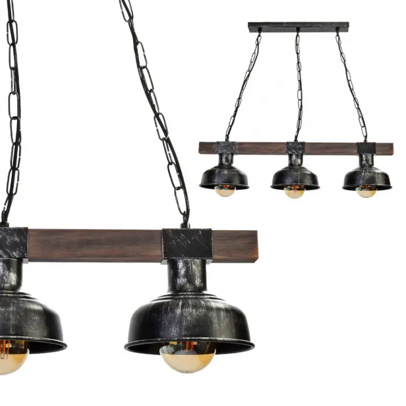 Függesztett lámpa FARO BLACK/WOOD 3xE27 Legnépszerűbb