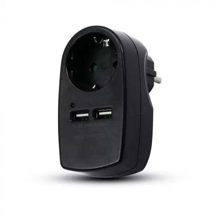 V-TAC Hálózati adapter 2 USB porttal fekete színű - 8796 Ajánlat