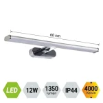 Vedd meg online Prezent FONTEA fürdőszobai fali lámpa műanyag, króm, fehér, LED, 4000K, 12W, 1350lm, IP44 - 70222