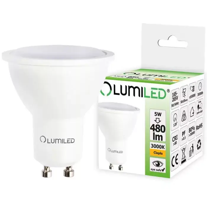 LED izzó GU10 5W = 35W 480lm 3000K Meleg 120° LUMILED Expressz kézbesítés