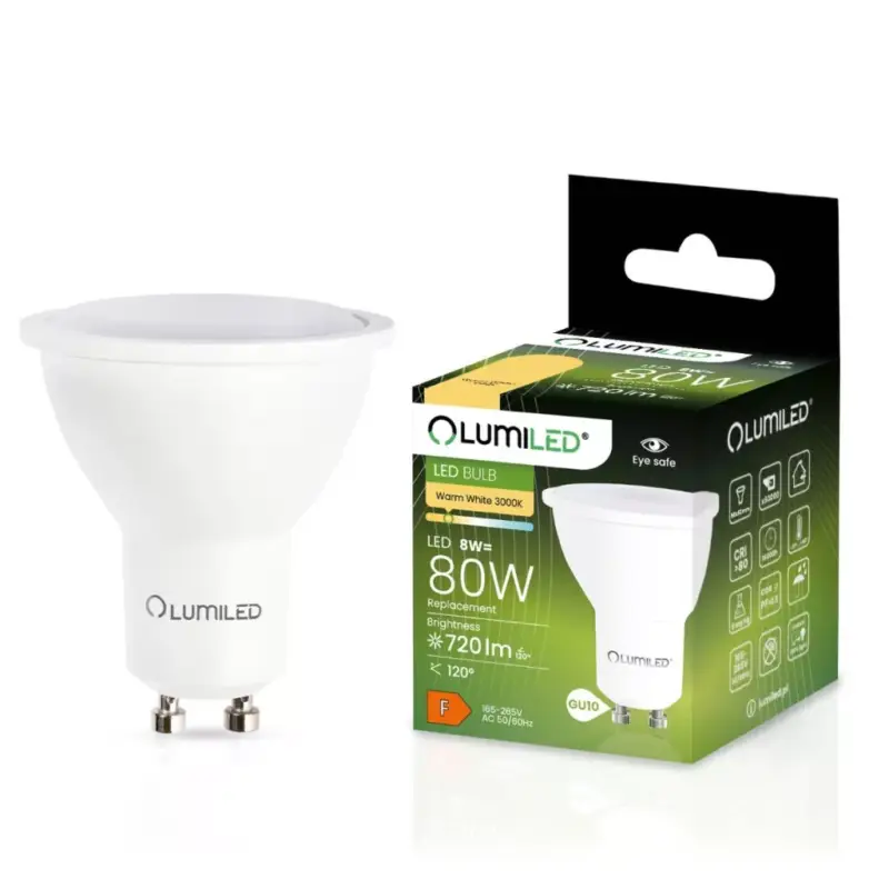 GU10 LED izzó 8W = 70W 720lm 3000K120° LUMILED Rendeld meg most