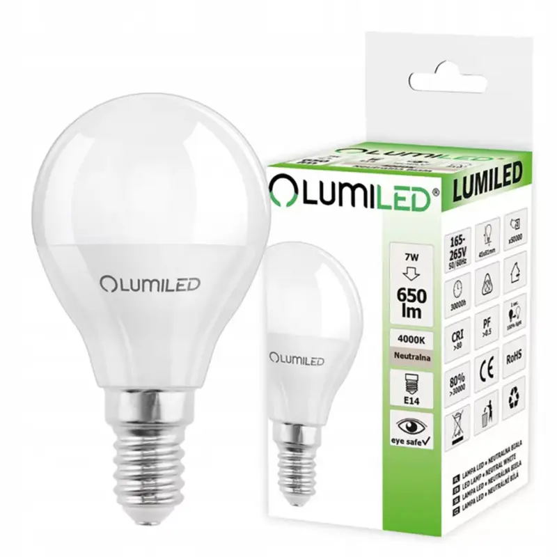 E14 P45 LED izzó 7W = 60W 650lm 4000K Semleges 180° LUMILED Outlet
