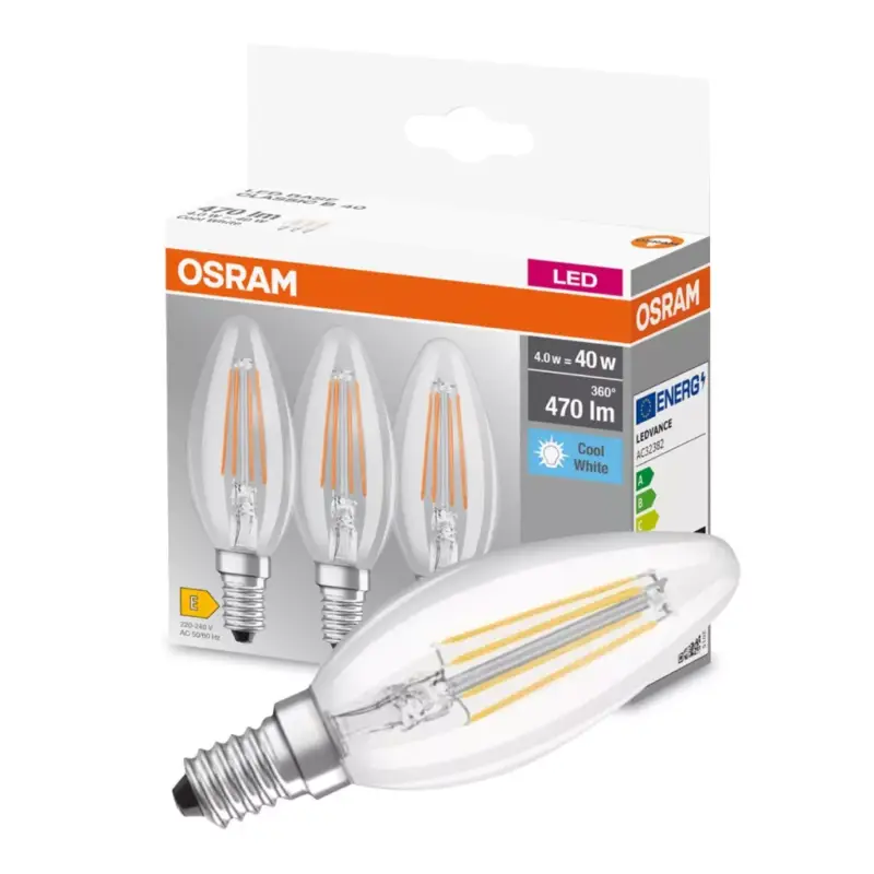 3db LED izzó E14 B40 4W = 40W 470lm 4000K Semleges 320° OSRAM Alapszál Biztonságos fizetés