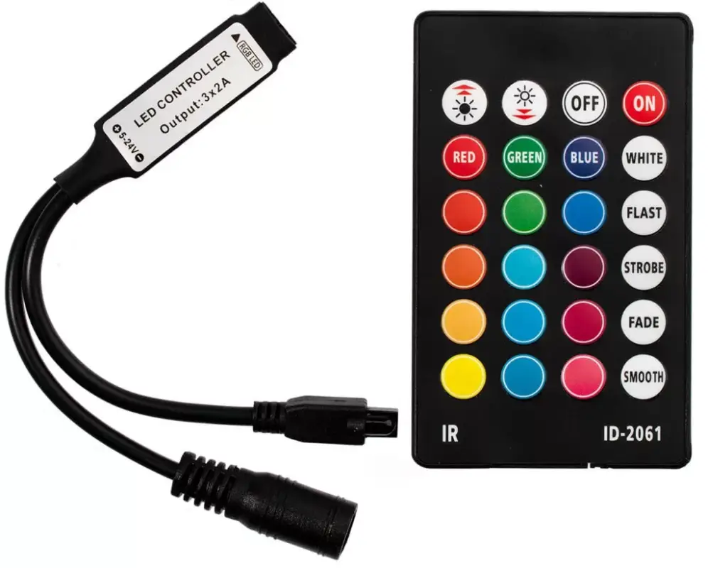 RGB IR LED szalagvezérlő 24 GOMBOS 72W 3x2A 12V DC MINI + TÁVIRÁNYÍTÓ Utolsó esély
