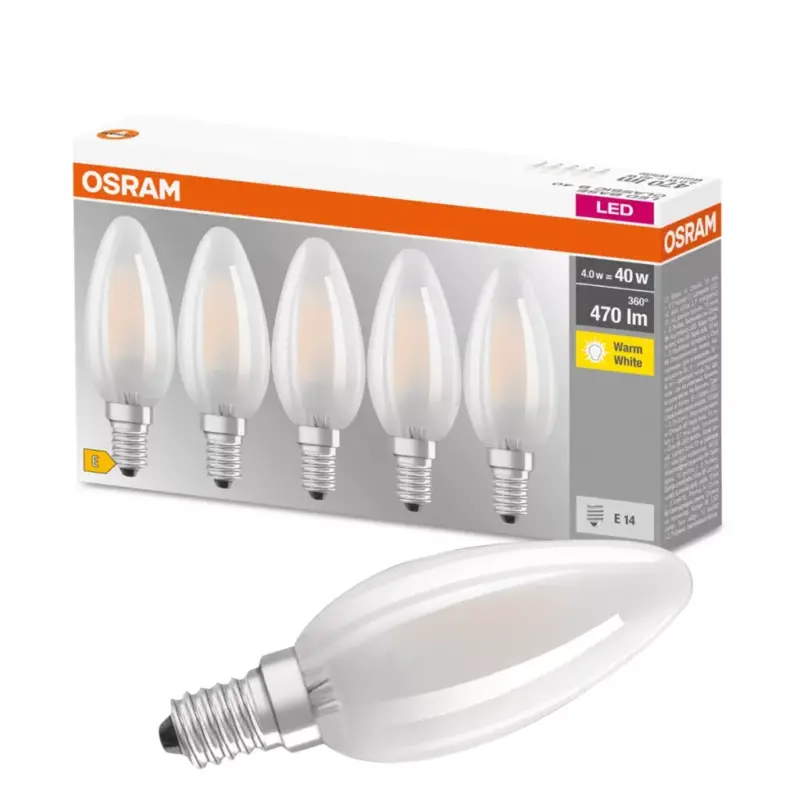 5PAK LED izzó E14 B35 4W = 40W 470lm 2700K 300° OSRAM Legkelendőbb