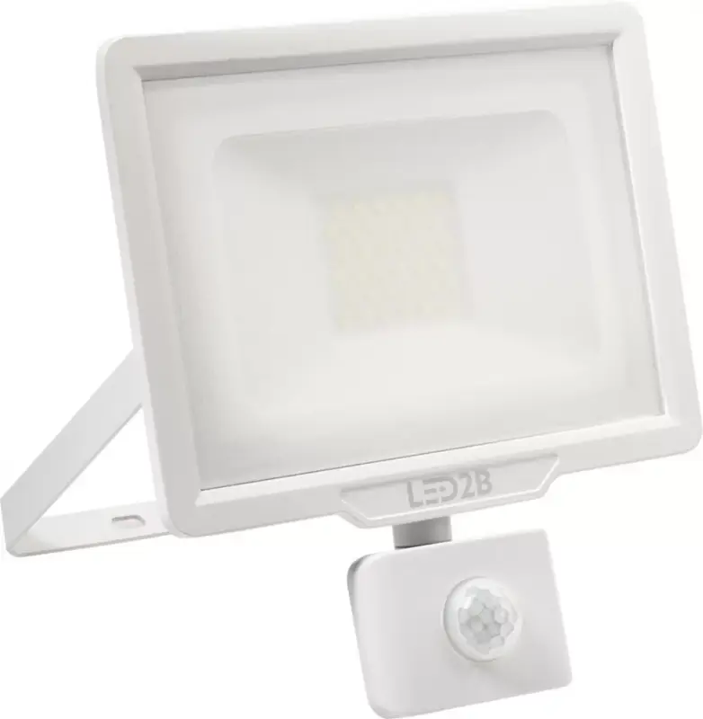 Különleges ajánlat LED reflektor 30W 2400lm 6000K IP44 fehér LED2B KOBI MHC mozgásérzékelővel