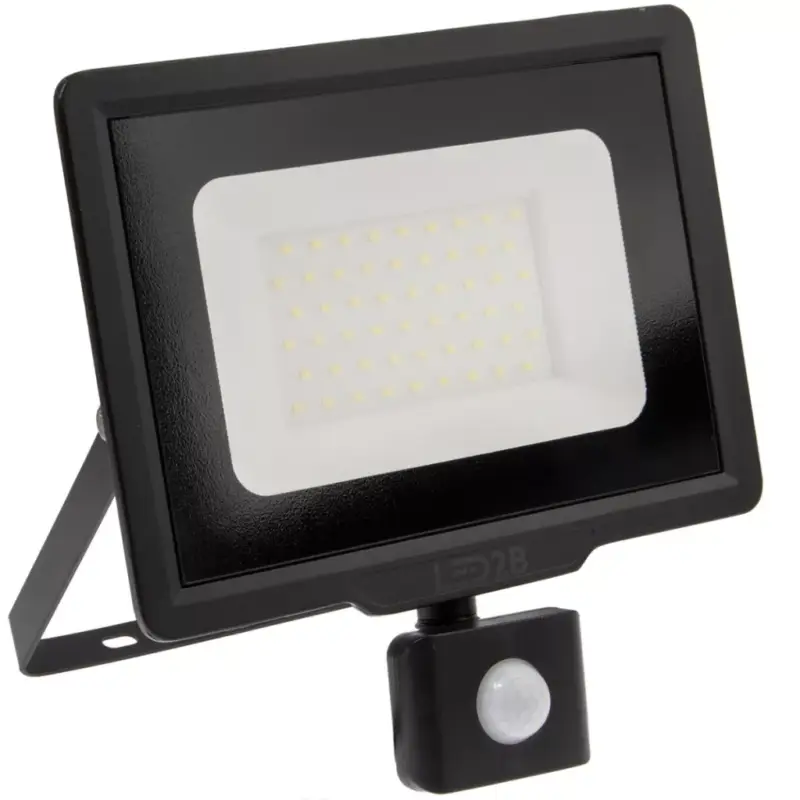 Biztonságos fizetés LED reflektor 50W 4000lm 6000K IP44 fekete LED2B KOBI MHC mozgásérzékelővel
