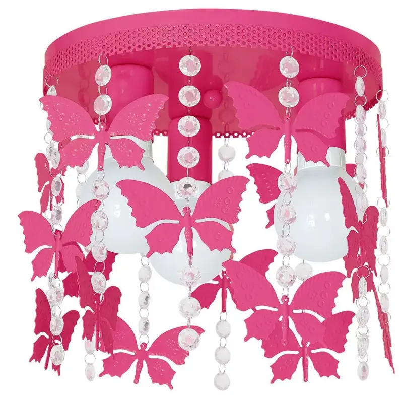 Rózsaszín gyerek mennyezeti lámpa ANGELICA Butterfly Chandelier 3x E27 Fém és kristály Milagro Legjobb ár