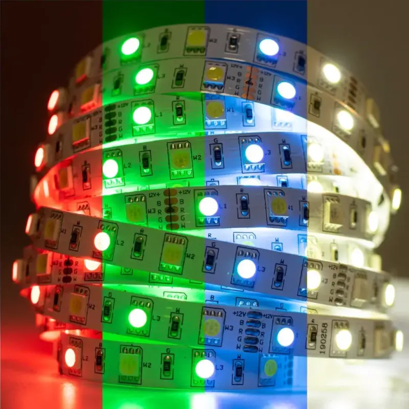 Újdonság LED szalag 12V 72W 300LED 5050 RGB + semleges szín 10mm 5m