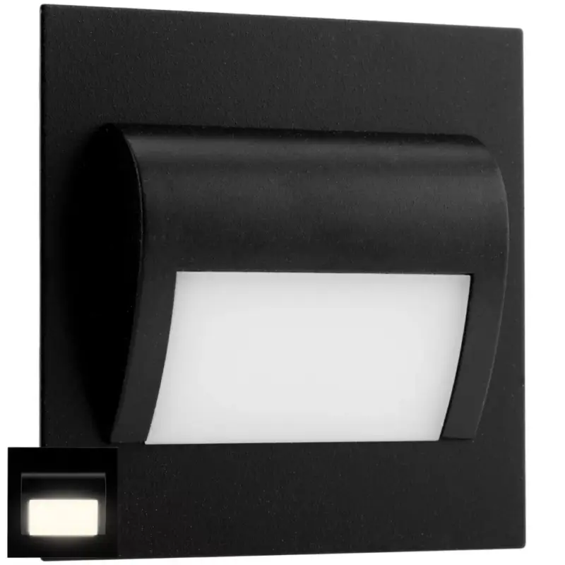 DECORUS lépcsőházi lámpatest LED lámpa 1.2W Fekete ProVero Neutral 4000K 12V DC Expressz szállítás
