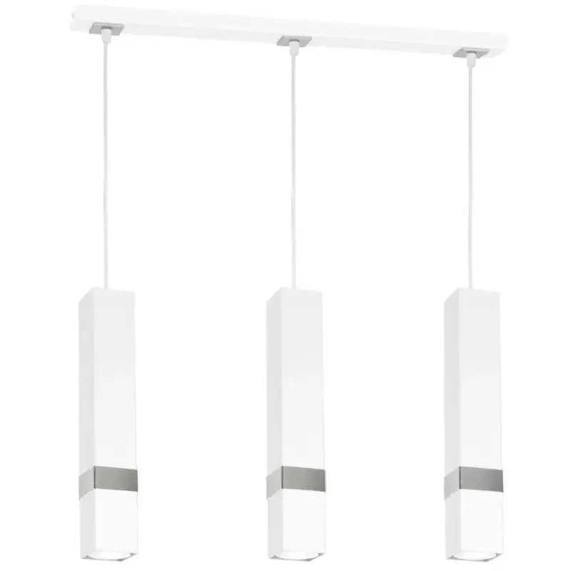 Exkluzív ajánlat Függesztett lámpa Tuba Zwis VIDAR fehér + ezüst 3x GU10 Milagro Metal Modern stílus