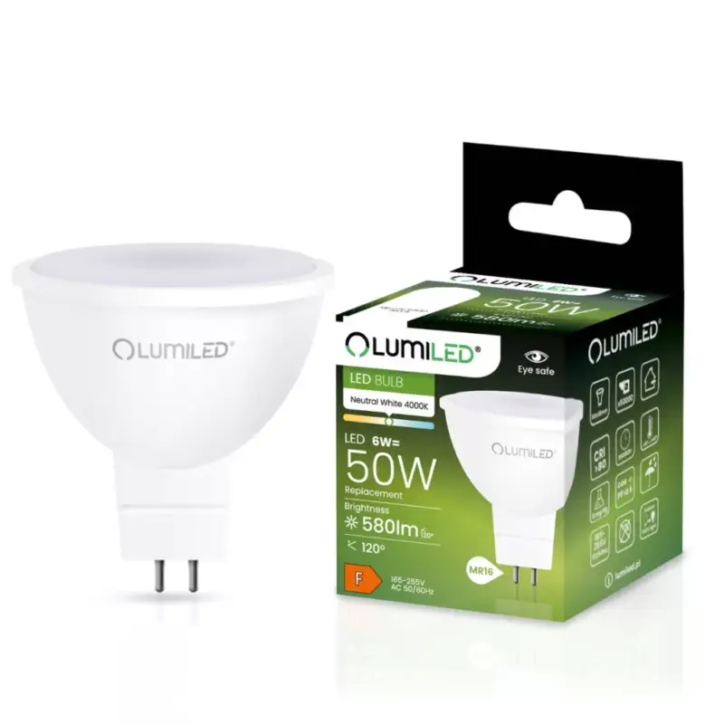 Legkelendőbb GU5.3 MR16 LED izzó 6W = 50W 580lm 4000K Semleges 120° LUMILED