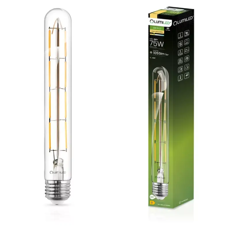 Expressz kézbesítés E27 T30 LED izzó 8W = 65W 880lm 3000K 360° LUMILED izzószál