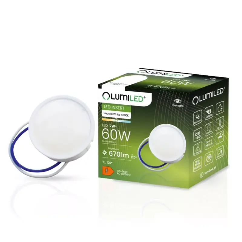 Árcsökkenés Betét LED-es lámpatestekhez MR16 INSERT Modul Milky 7W = 60W 120° 670lm 4000K Semleges LUMILED
