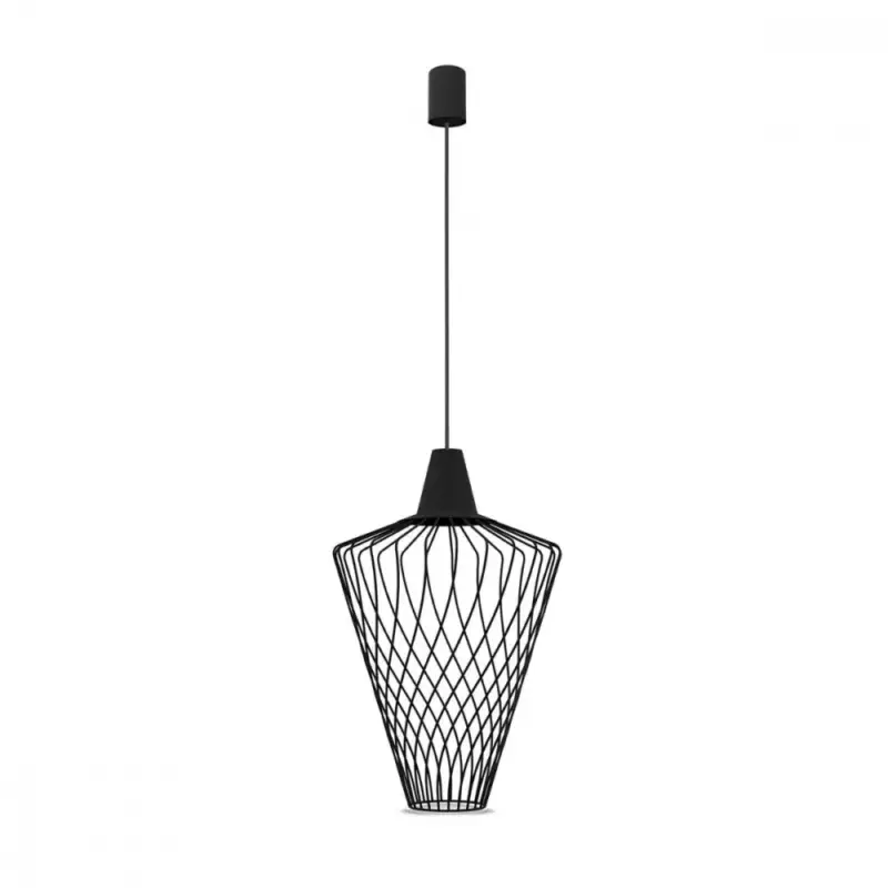 Vásárlói kedvenc WAVE L 8856 Nowodvorski mennyezeti lámpa fekete E27 függesztett drót acél ⌀40 cm minimalista