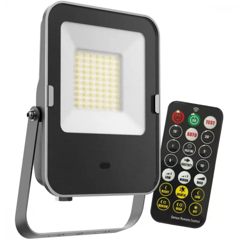 LED reflektor 50W 4000lm 6500K IP65 Fekete mozgás- és alkonyérzékelővel + KOBI MHNC távirányító Szuper ajánlat