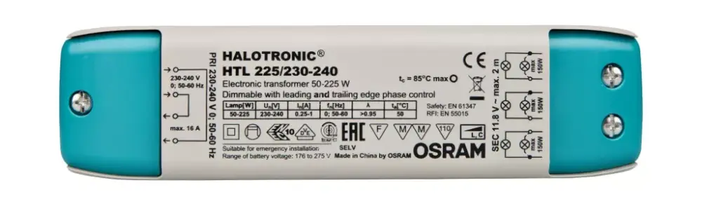 Halogén tápegység fázisvezérlő fázis dimmer 50-225W 11,6-11,7V OSRAM HTL Compact Azonnali szállítás