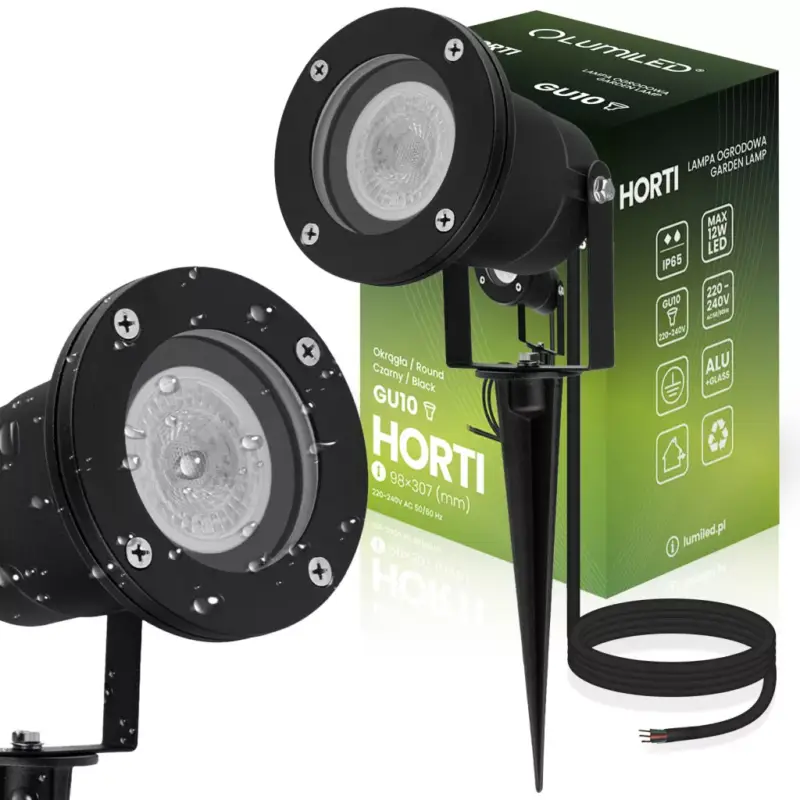 Különleges ajánlat LED kerti lámpa GU10 IP65 VÍZÁLLÓ fekete 1 m kábellel HORTI LUMILED
