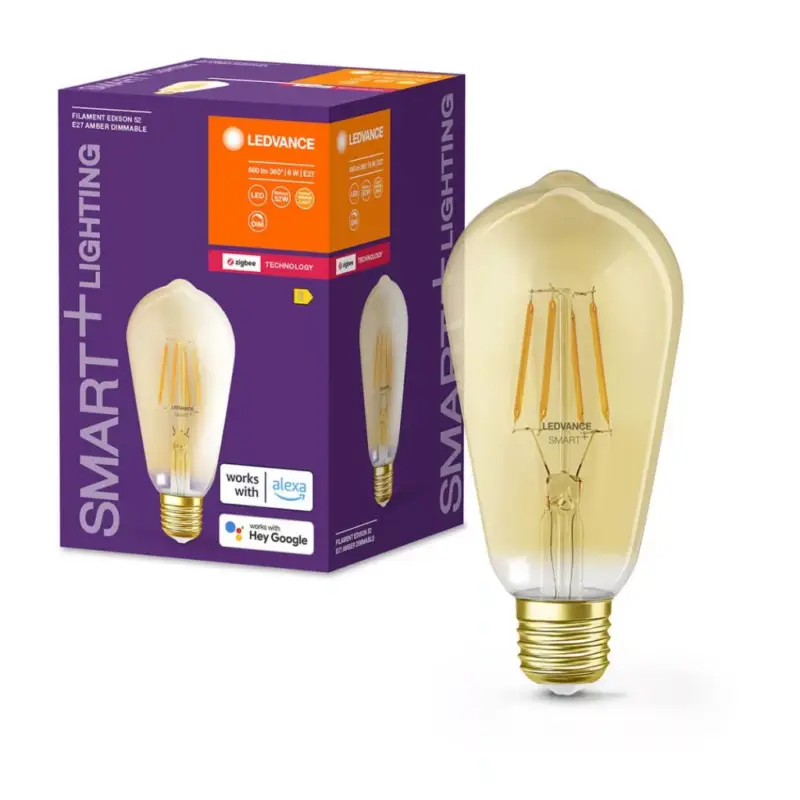 Olcsóbb E27 ST64 LED izzó 6W 680lm 2400K melegszálas LEDVANCE SMART+ ZigBee szabályozható