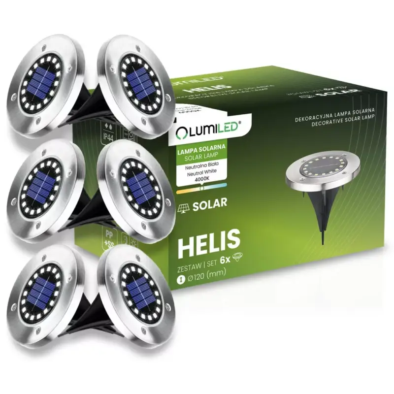 Azonnal elérhető 6x LED napelemes kerti lámpa készlet HELIS hajtott földi tárcsák 4000K IP44 LUMILED