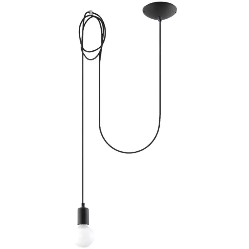 EDISON 1 LONG E27 függesztett mennyezeti lámpa 3m loft fekete SOLLUX Kiárusítás