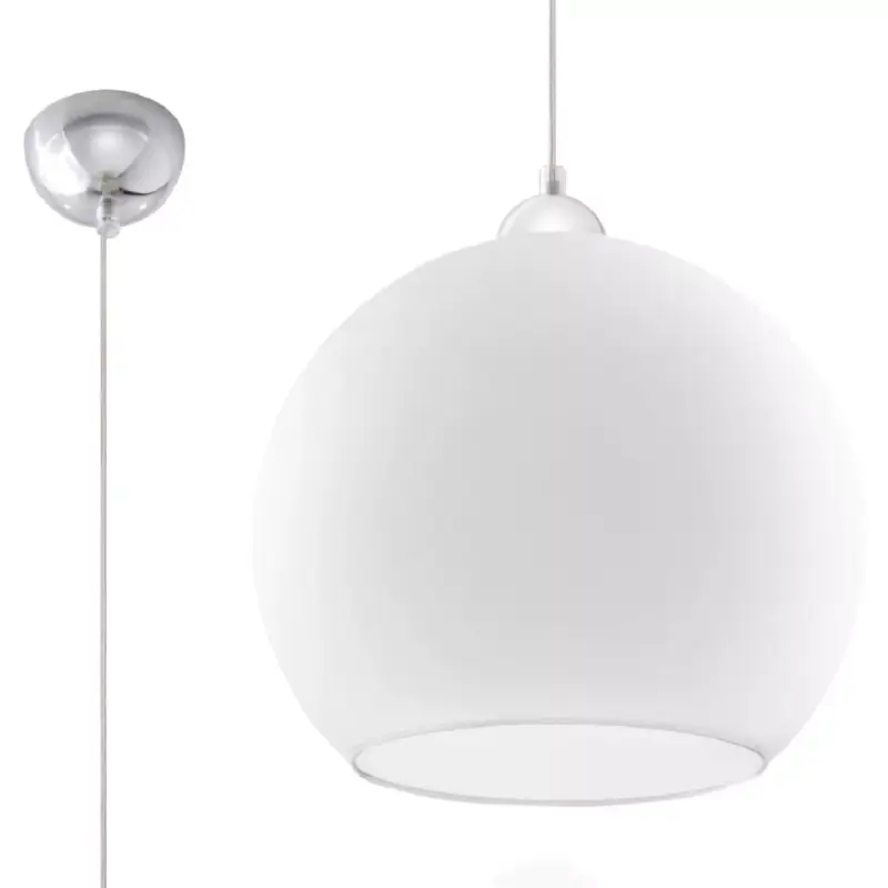 Akció BALL E27 függesztett mennyezeti lámpa üvegbúra golyós 30cm klasszikus fehér SOLLUX