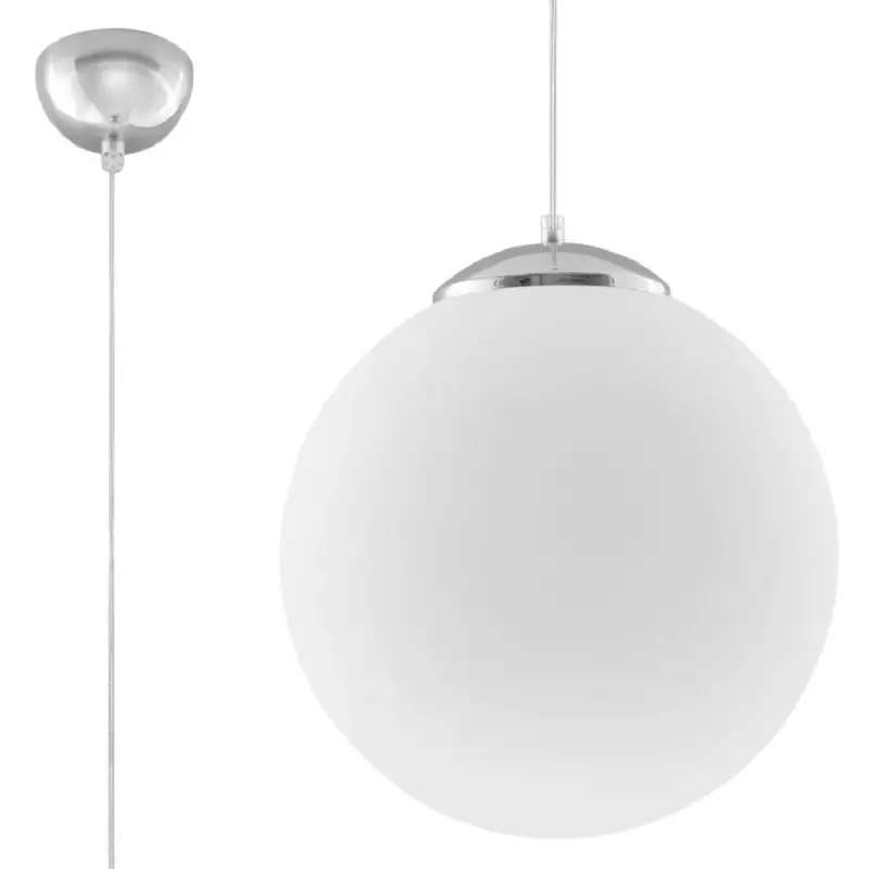 UGO E27 függesztett mennyezeti lámpa üvegbúra gömb 40cm klasszikus ezüst és fehér SOLLUX Ne maradj le