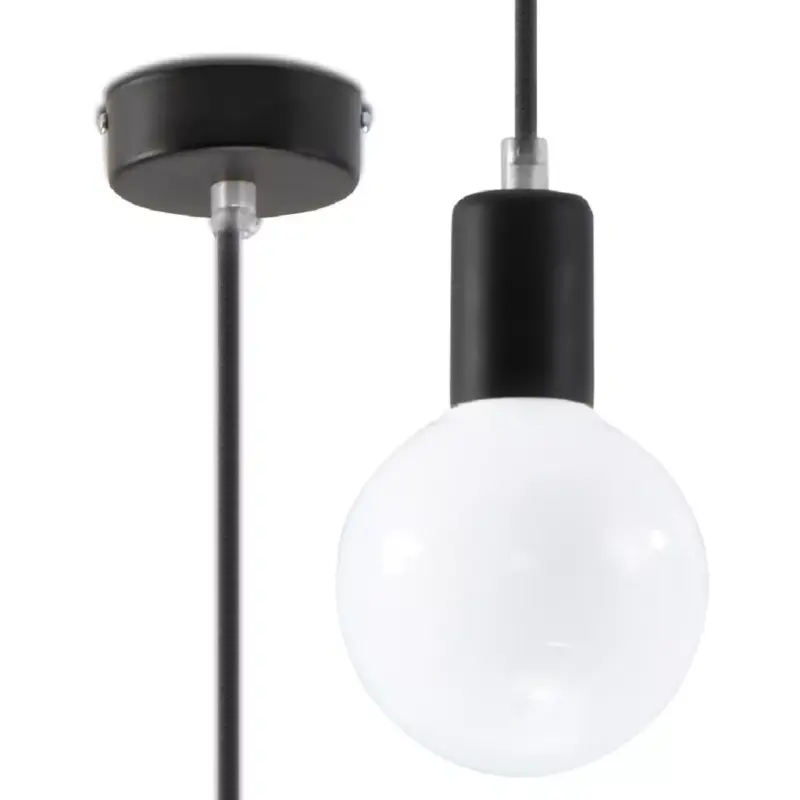 Kedvezményes ár LED függő mennyezeti lámpa EDISON E27 túlnyúló fekete SOLLUX