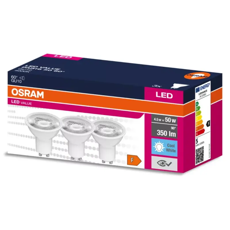 3PAK LED izzó GU10 4.5W = 50W 350lm 4000K semleges 60° OSRAM ÉRTÉK Korlátozott ajánlat