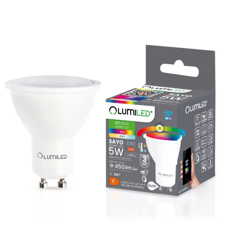 GU10 LED izzó 5W 450lm RGB CCT szabályozható Smart TUYA WiFi SMART SAYO LUMILED Utolsó esély