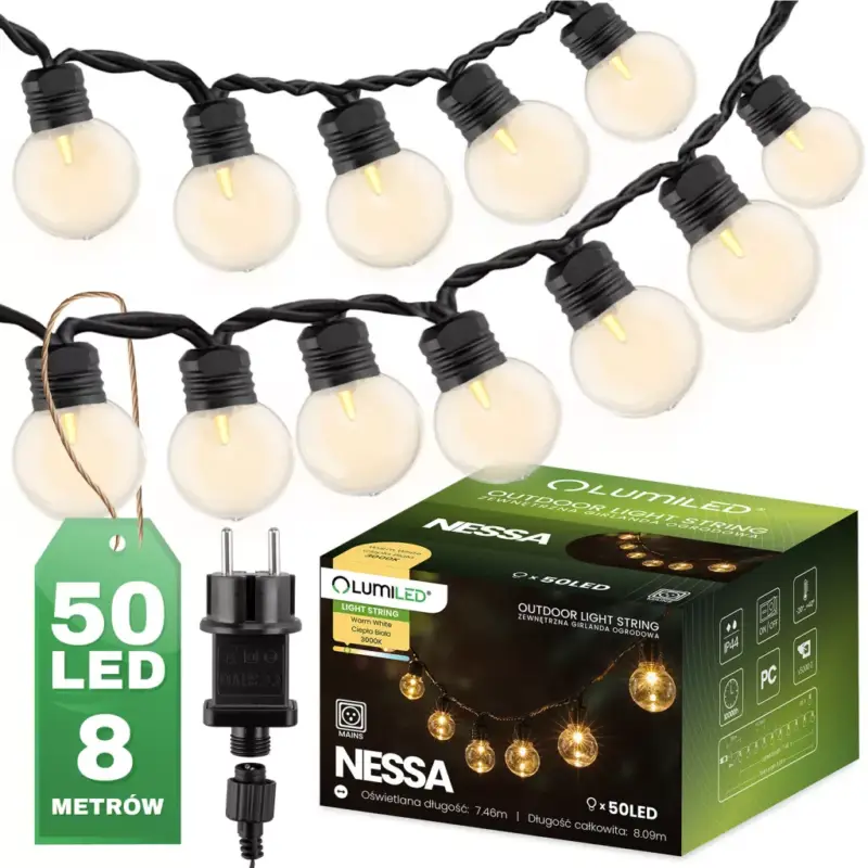 Nézd meg most Outdoor Garden Girland fénylánc 8m 50x LED 3000K NESSA LUMILED