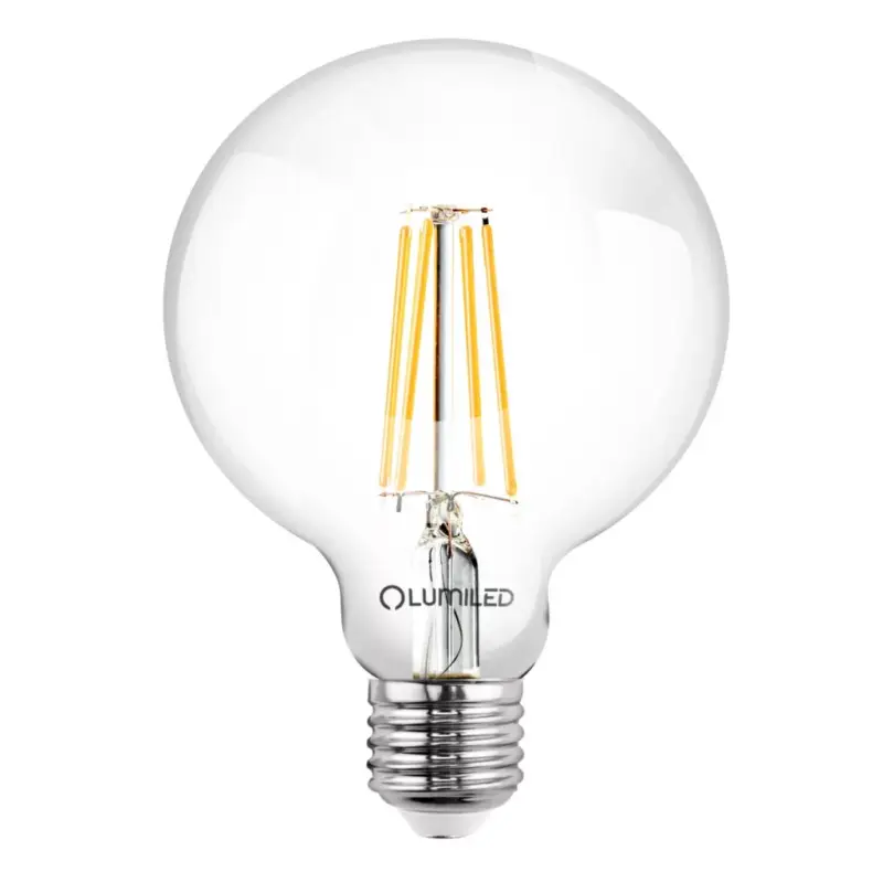 LED dekoratív gömbizzó E27 G125 7W = 60W 806lm 3000K meleg 360°-os izzószál LUMILED gömb Vedd meg most