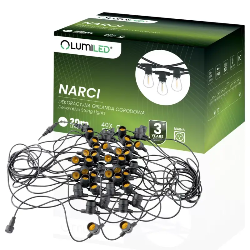 Outdoor Garden Girland fénylánc 20m 40xE27 NARCI Lumiled Outlet
