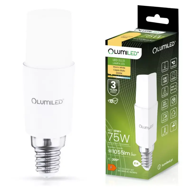Alacsony ár LED izzó E14 10W = 75W 1055lm 3000K Warm Stick LUMILED