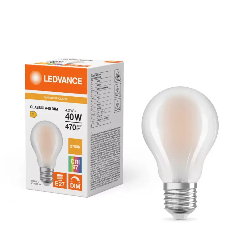 LED izzó A60 E27 4,2W = 40W 470lm 2700K meleg fehér SZÍNÁLLÁS DIMMÁLHATÓ LEDVANCE Legjobb ár