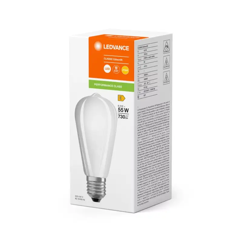 Utolsó esély LED izzó ST64 E27 6,5W = 55W 730lm 2700K meleg fehér FILAMENT LEDVANCE