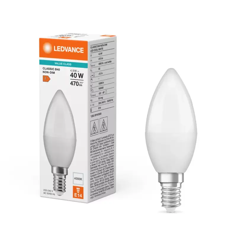 Szuper akció LED izzó B37 E14 4,9W = 25W 470lm 4000K semleges fehér LEDVANCE