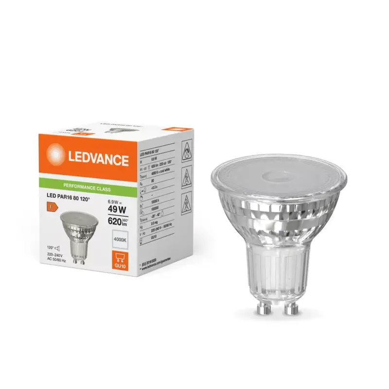 LED izzó PAR16 GU10 6.9W = 49W 620lm 4000K Semleges fehér 120° LEDVANCE Kihagyhatatlan ajánlat