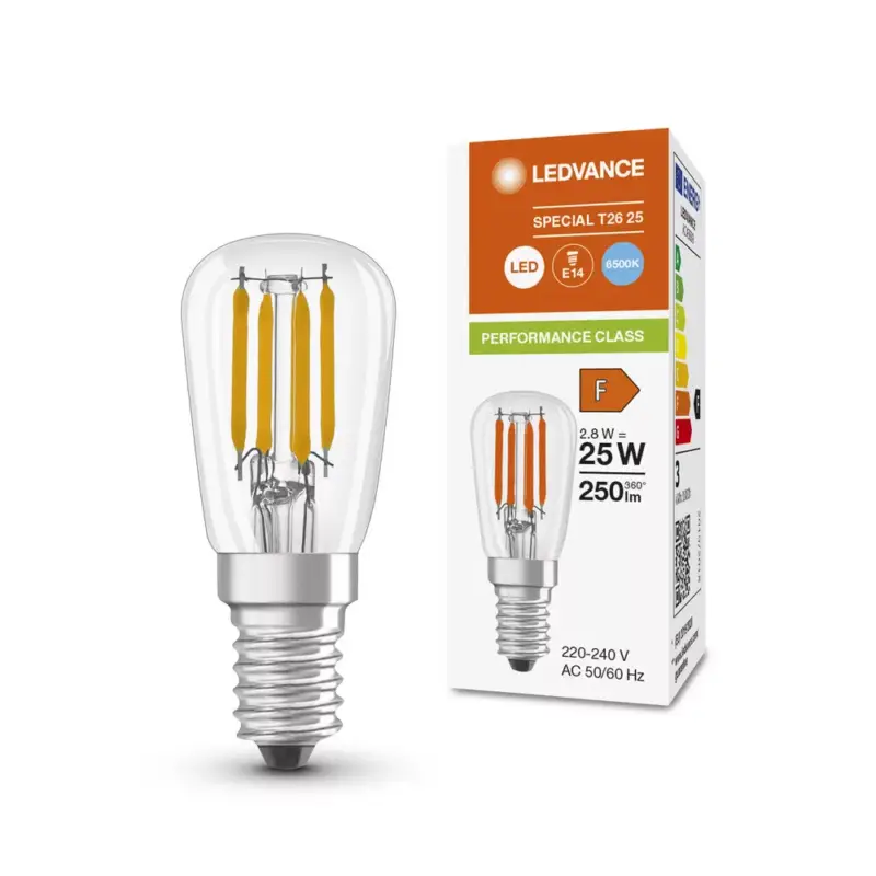 LED izzó T26 E14 2,8W = 25W 250lm 6500K hideg fehér FILAMENT LEDVANCE Prémium