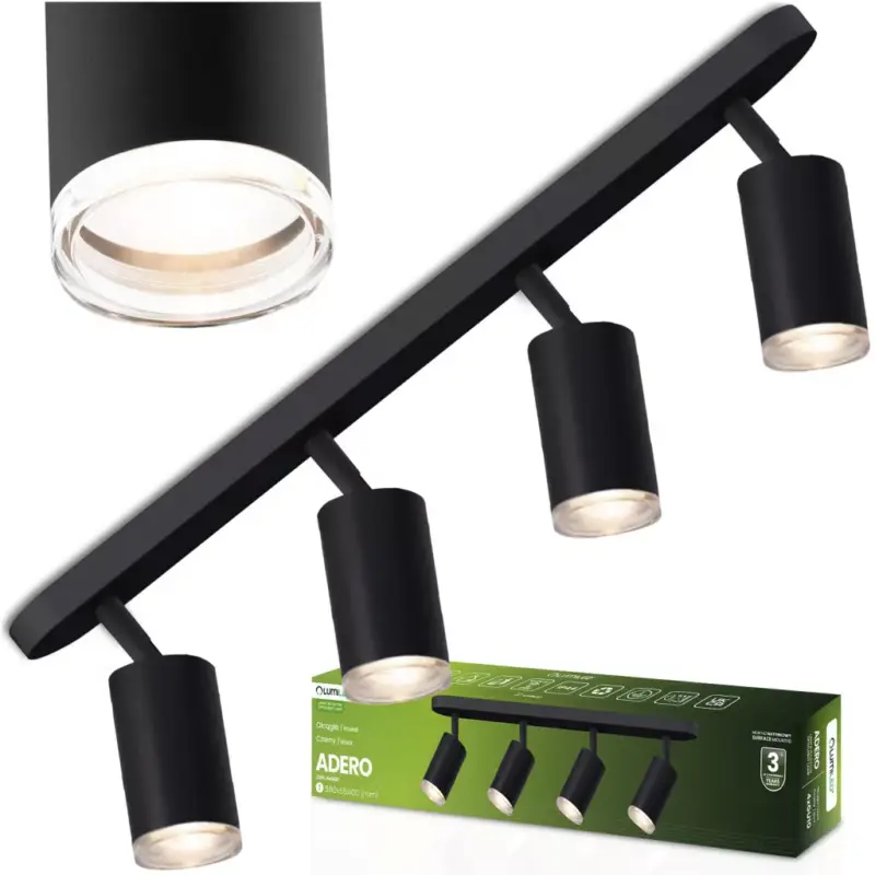 Ajánlat Fali lámpa Mennyezeti lámpa LED spotlámpa 4x GU10 IP44 ADERO fekete Lumiled