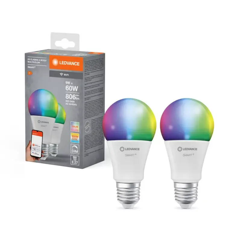 Akció LED izzó E27 9W = 60W 806lm RGBW CCT Dimmelhető SMART+ WiFi Klasszikus Ledvance